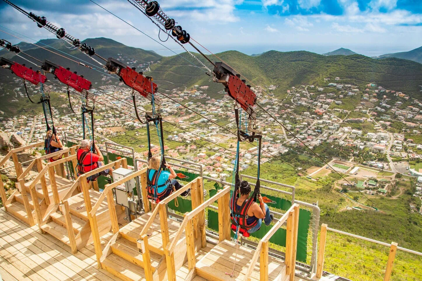 Flying Dutchman zipline launch from Sentry Hill at Rainforest Adventures