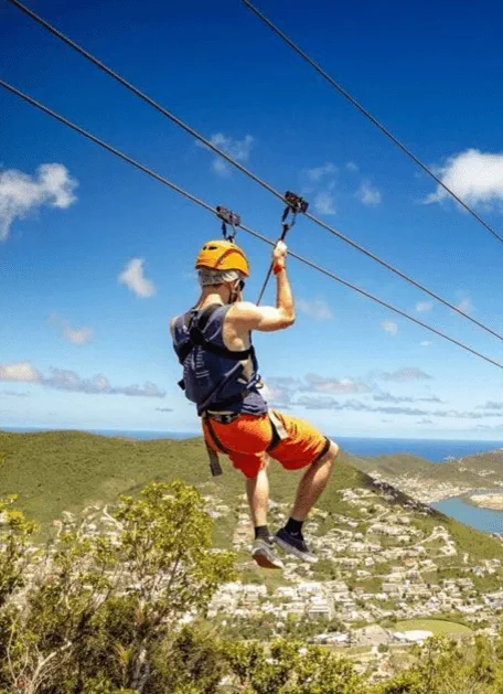 Sentry Hill Zipline with panoramic views over Sint Maarten