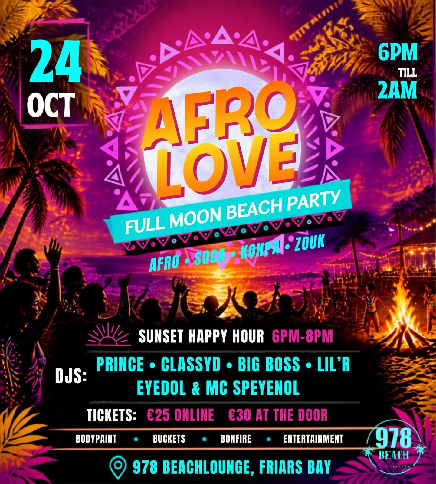 Afro Love Full Moon Beach Party at Friars Bay