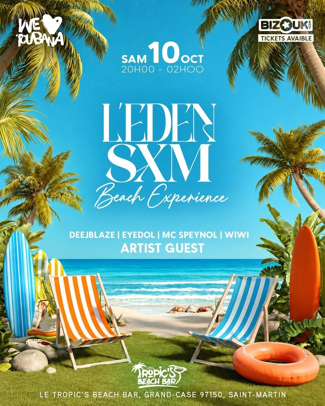 L'Eden SXM Beach Experience at Tropic's Beach Bar