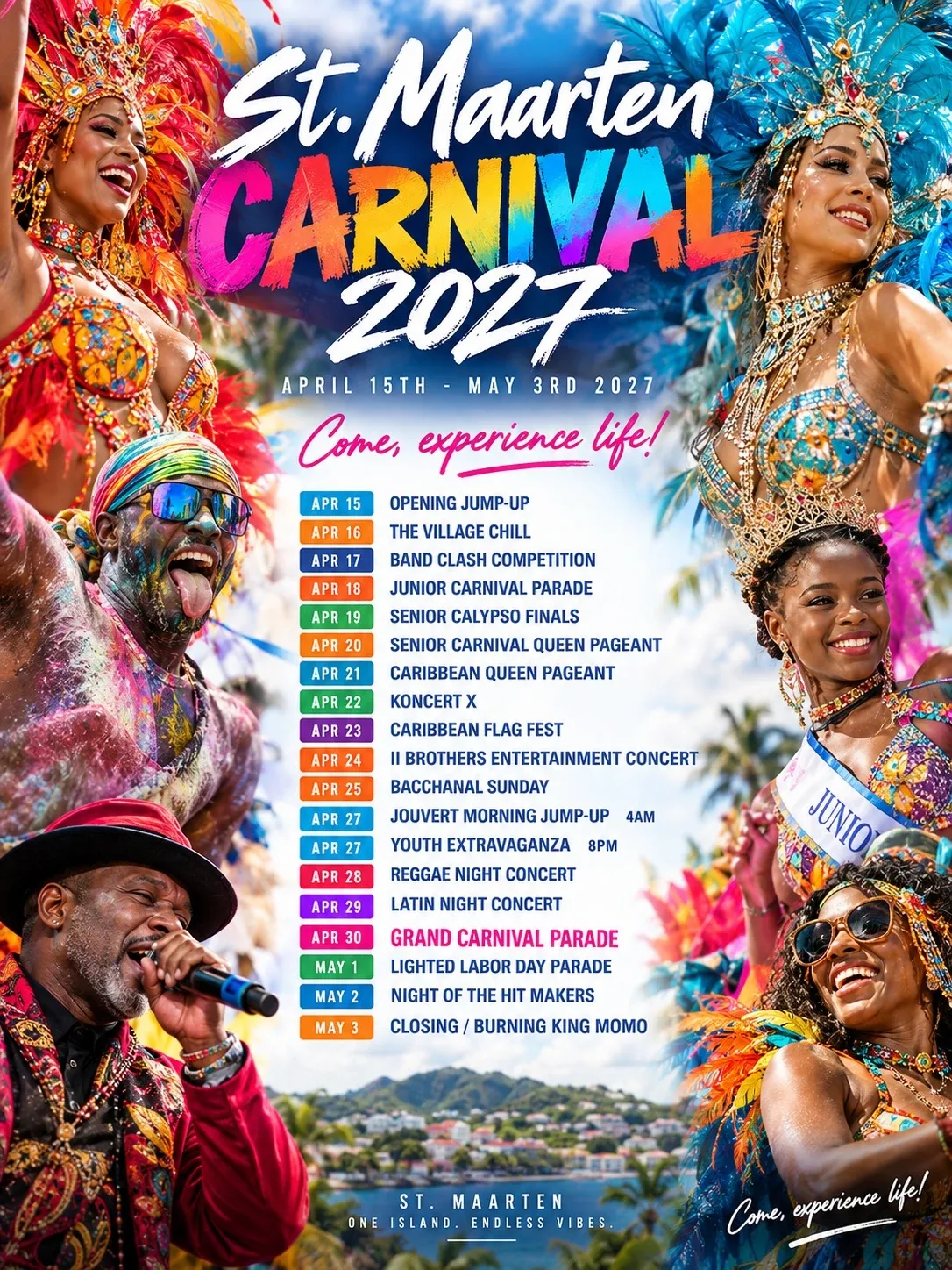 St. Maarten Carnival 2027: Come, experience life in Philipsburg