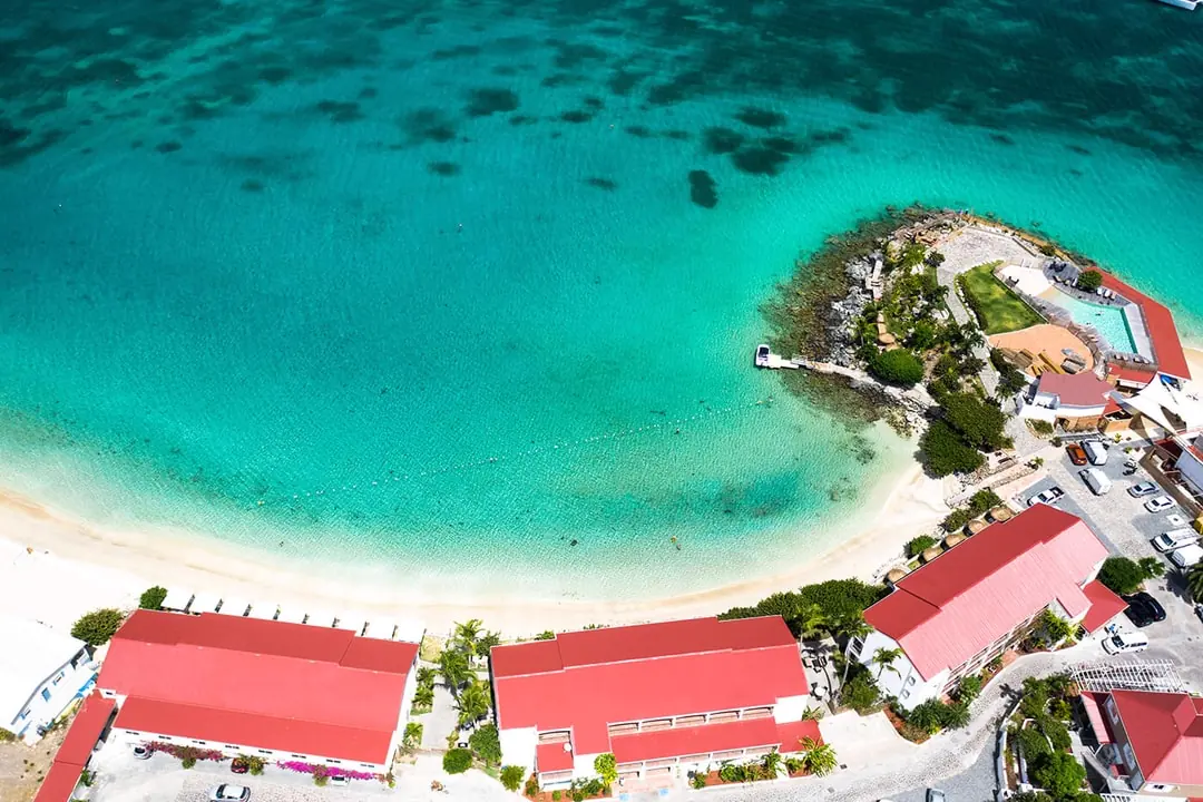 Terrace and sea view at Grand Case Beach Club