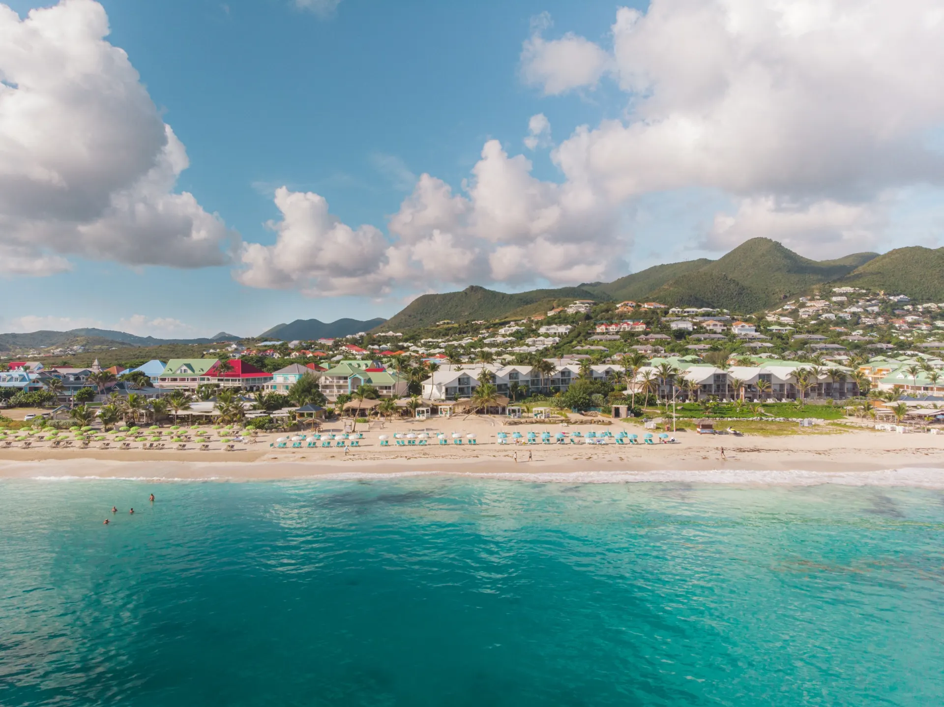 Panoramic beach view at La Playa Orient Bay