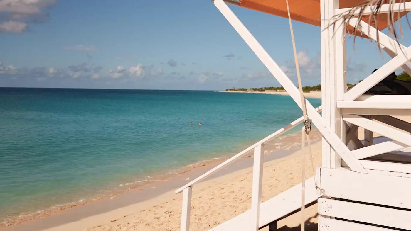 La Samanna beach cabana on Baie Longue