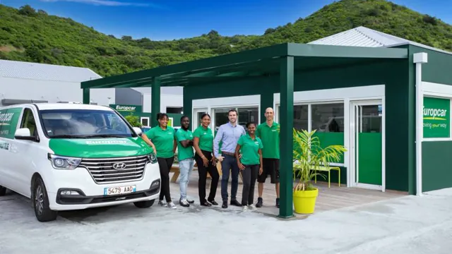 Europcar agency in Saint Martin with team and rental vehicle
