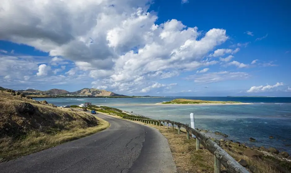Coastal road and natural landscape around Lucas Bay