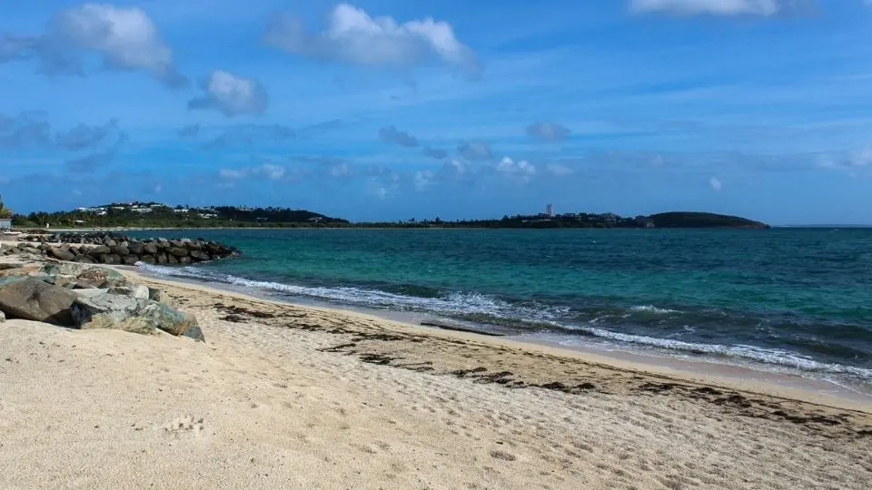 Nettle Bay shoreline on the Caribbean Sea side of Saint Martin