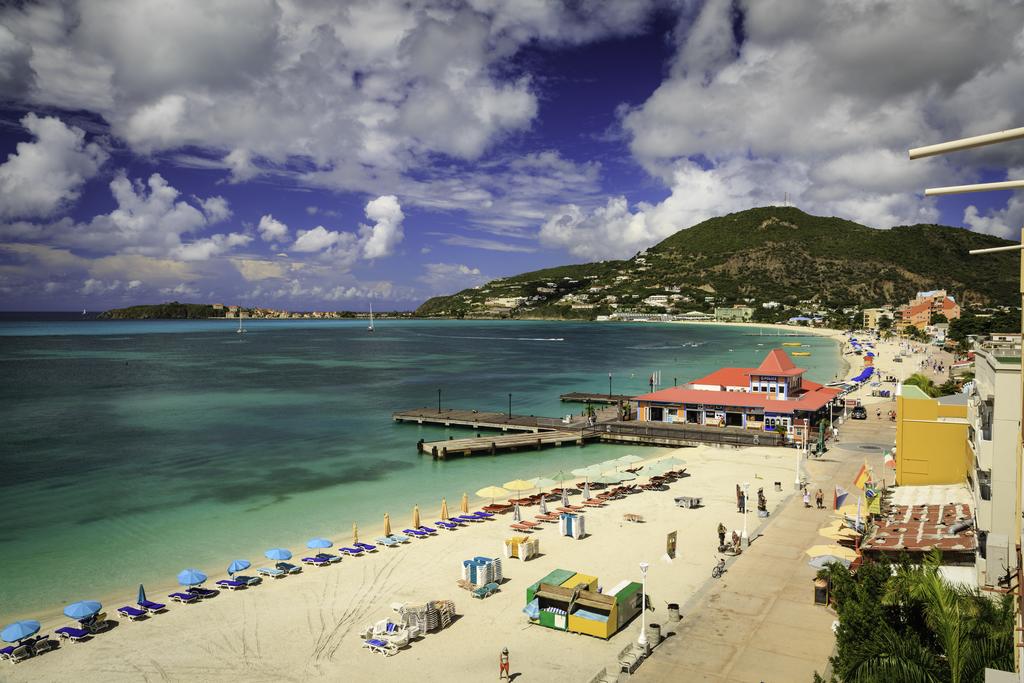 The Philipsburg Boardwalk along the beach
