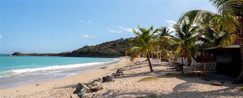 The beach bar and atmosphere at Friar's Bay