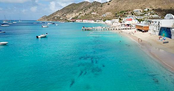 Aerial view of Grand Case Beach