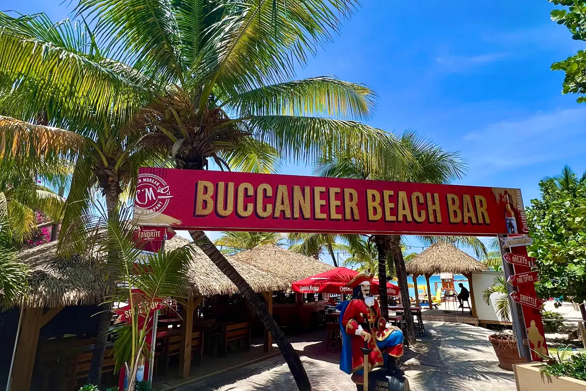 Buccaneer Beach Bar in Simpson Bay - exterior entrance of the beach bar on Kim Sha Beach