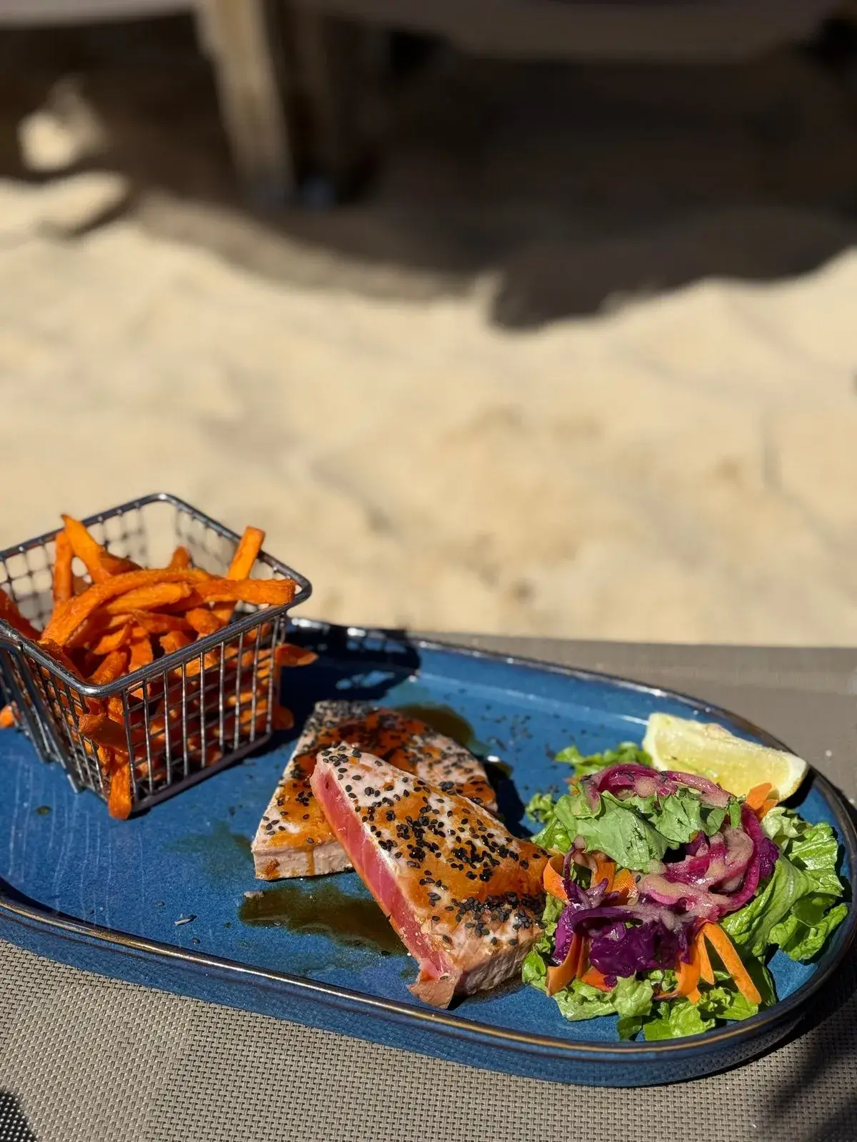 Captain Frenchy - sesame tuna tataki and sweet potato fries
