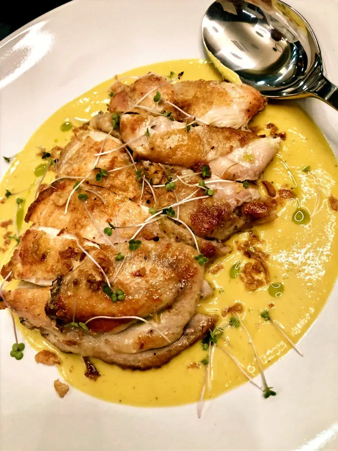 Jai's Contemporary Fusion Cuisine - spiced grilled plate with yellow sauce