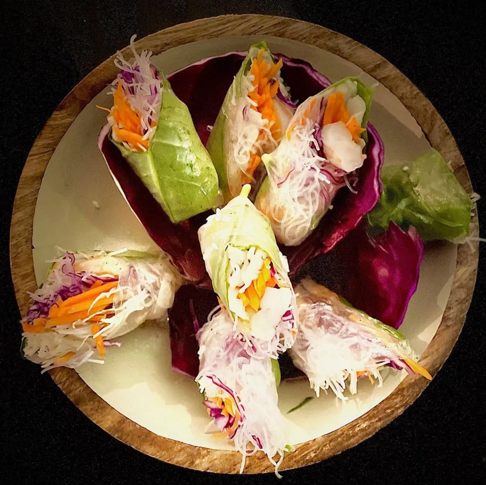 Fresh vegetable spring rolls served at Korner SXM Grand Case