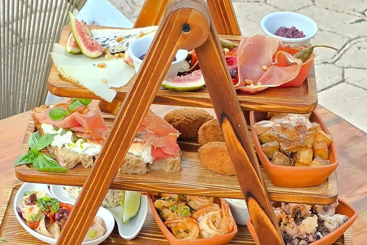 Tapas board and Mediterranean specialties served at Living Room SXM