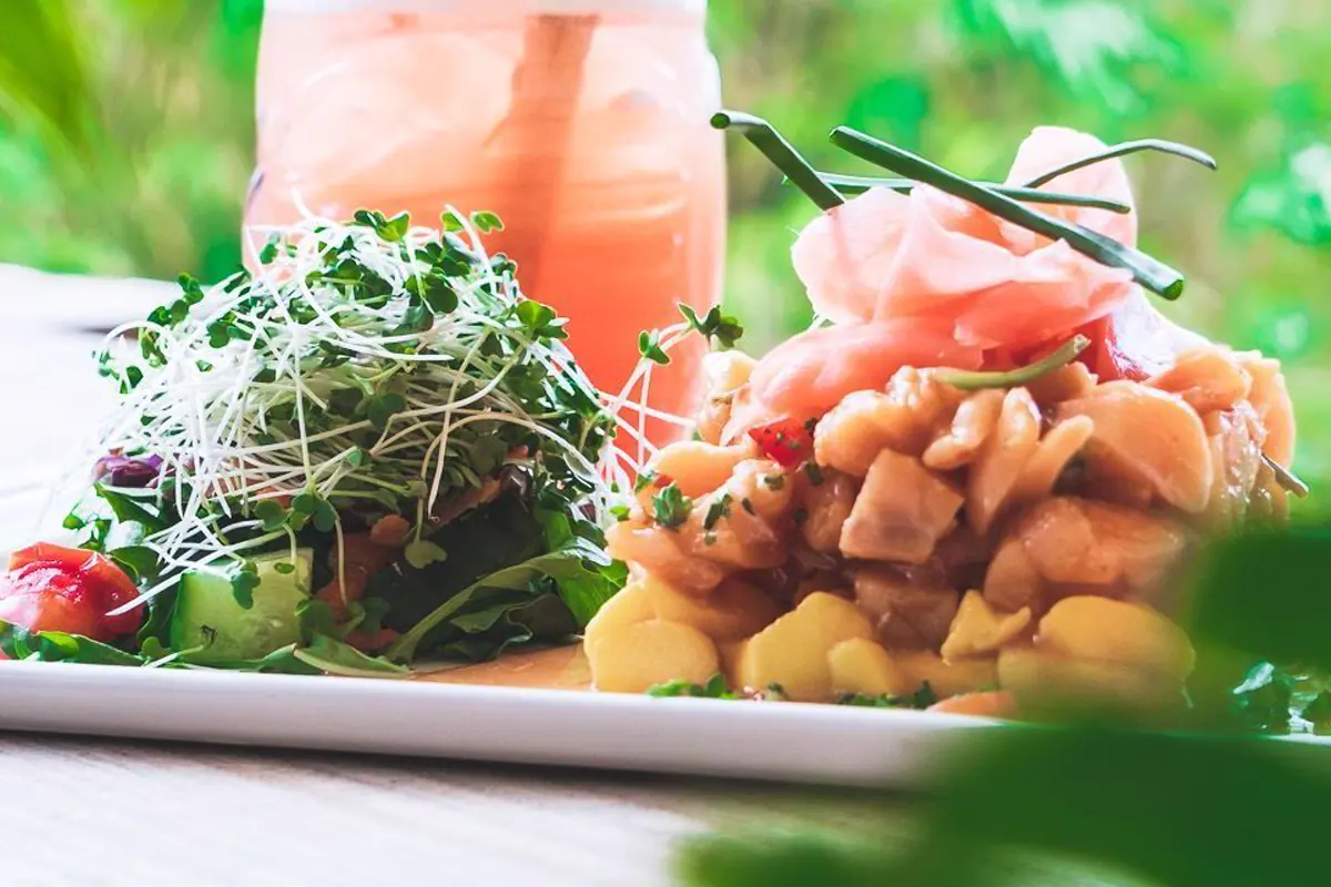 Dish served at the Jungle Room restaurant near Pic Paradis