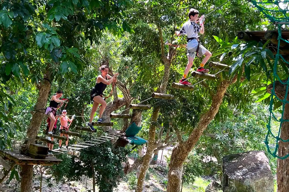 Treetop adventure and zipline activity at Loterie Farm in Saint Martin