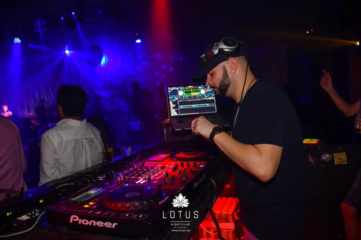 DJ booth during a night out at Lotus Nightclub SXM