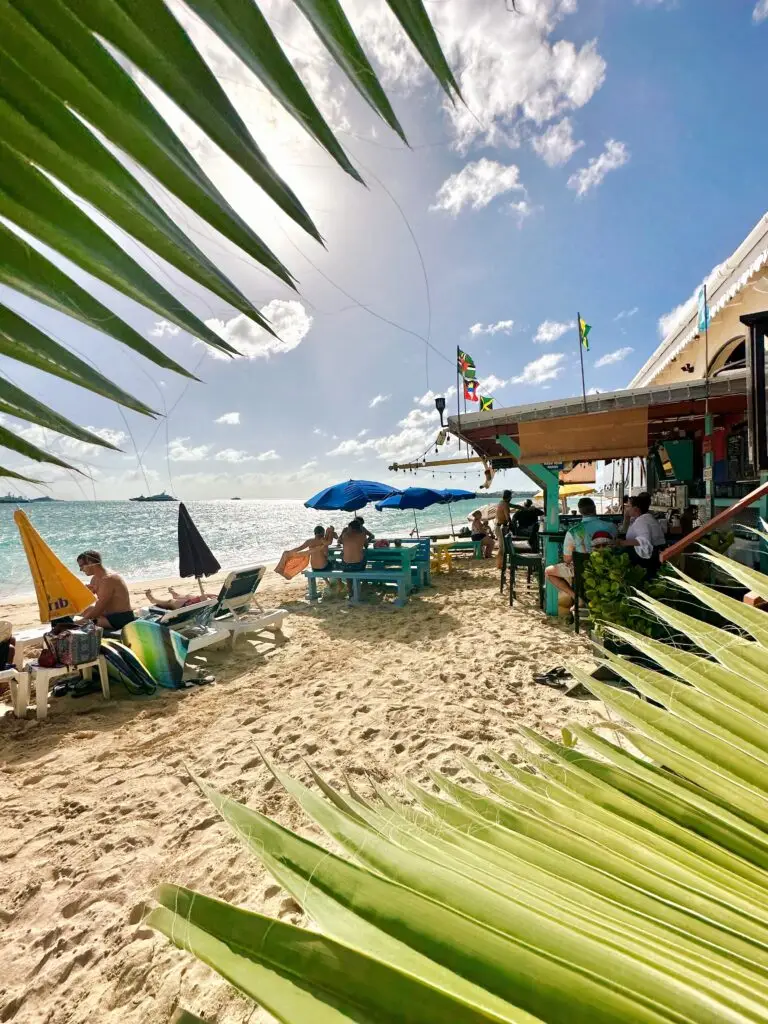 Mary's Boon - terrace on the sand and beach bar in Simpson Bay