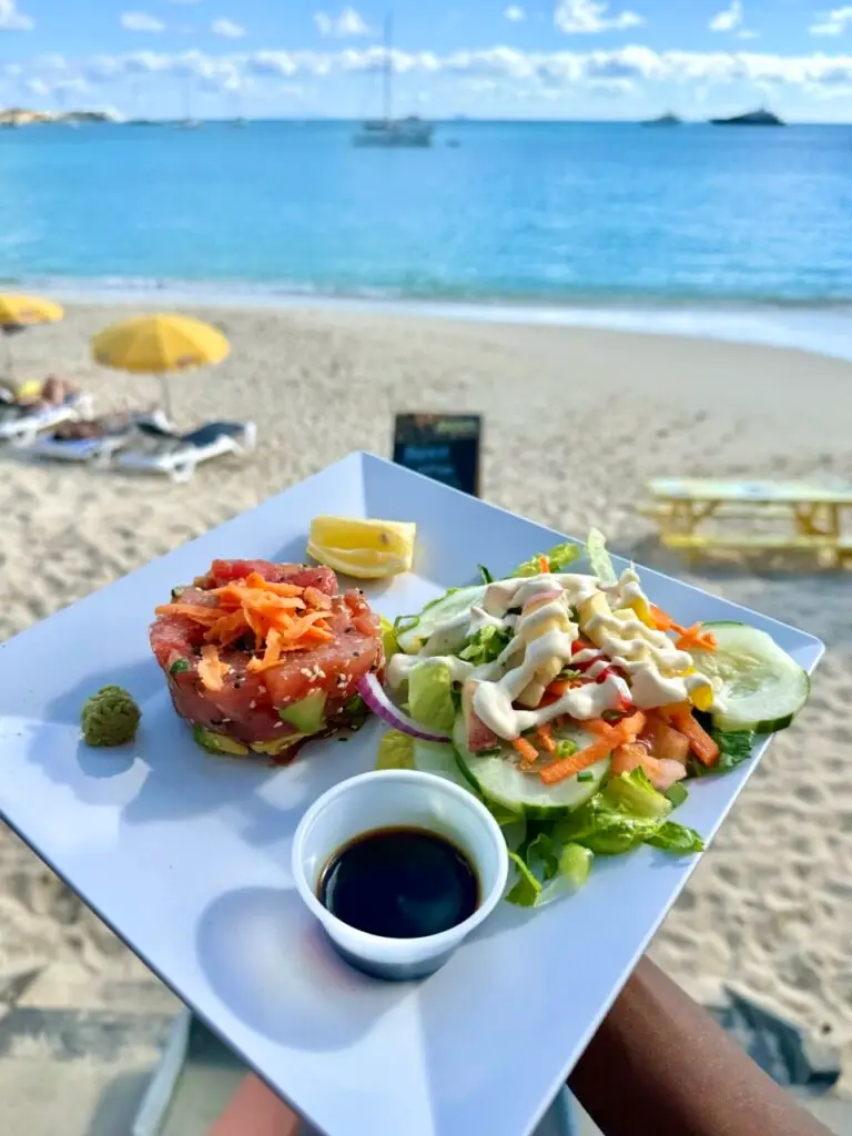 Mary's Boon - tuna tartare plate with sea view