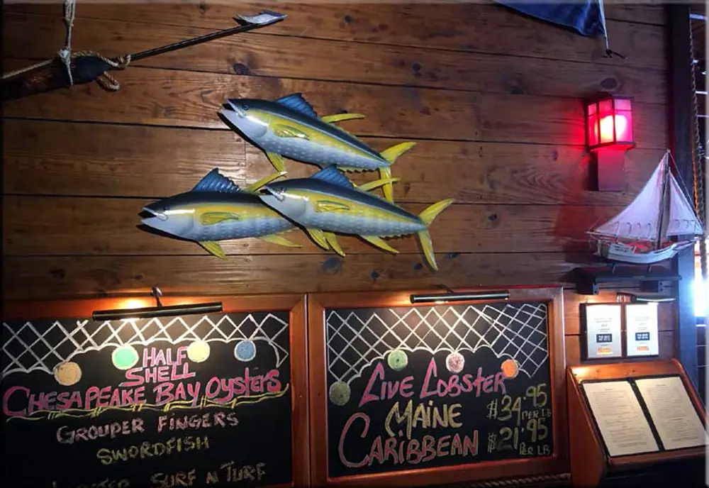 SkipJack's - Seafood menu with live lobster and fresh fish