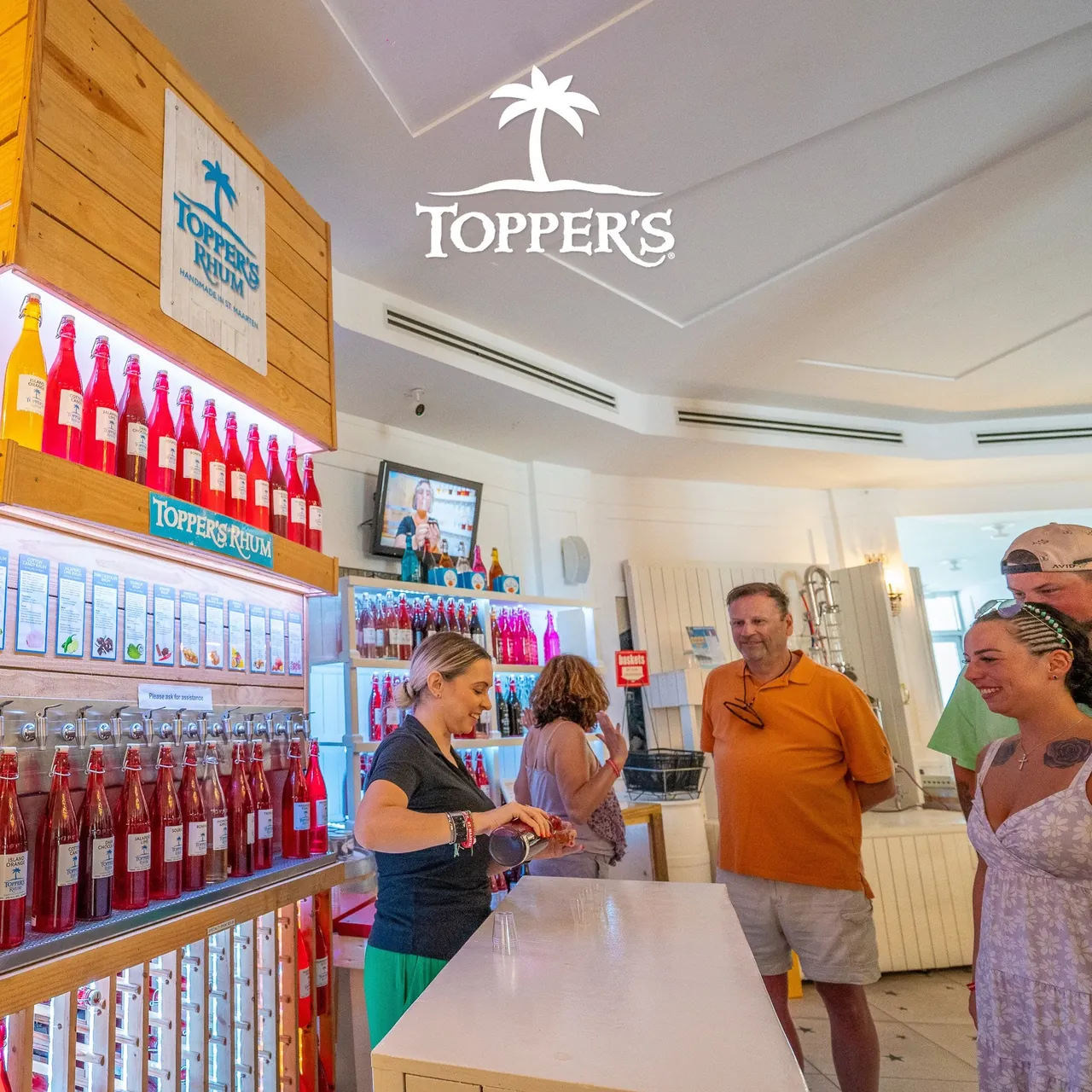 Tasting of house-made rhums at the Topper's Rhum distillery on the Simpson Bay Lagoon