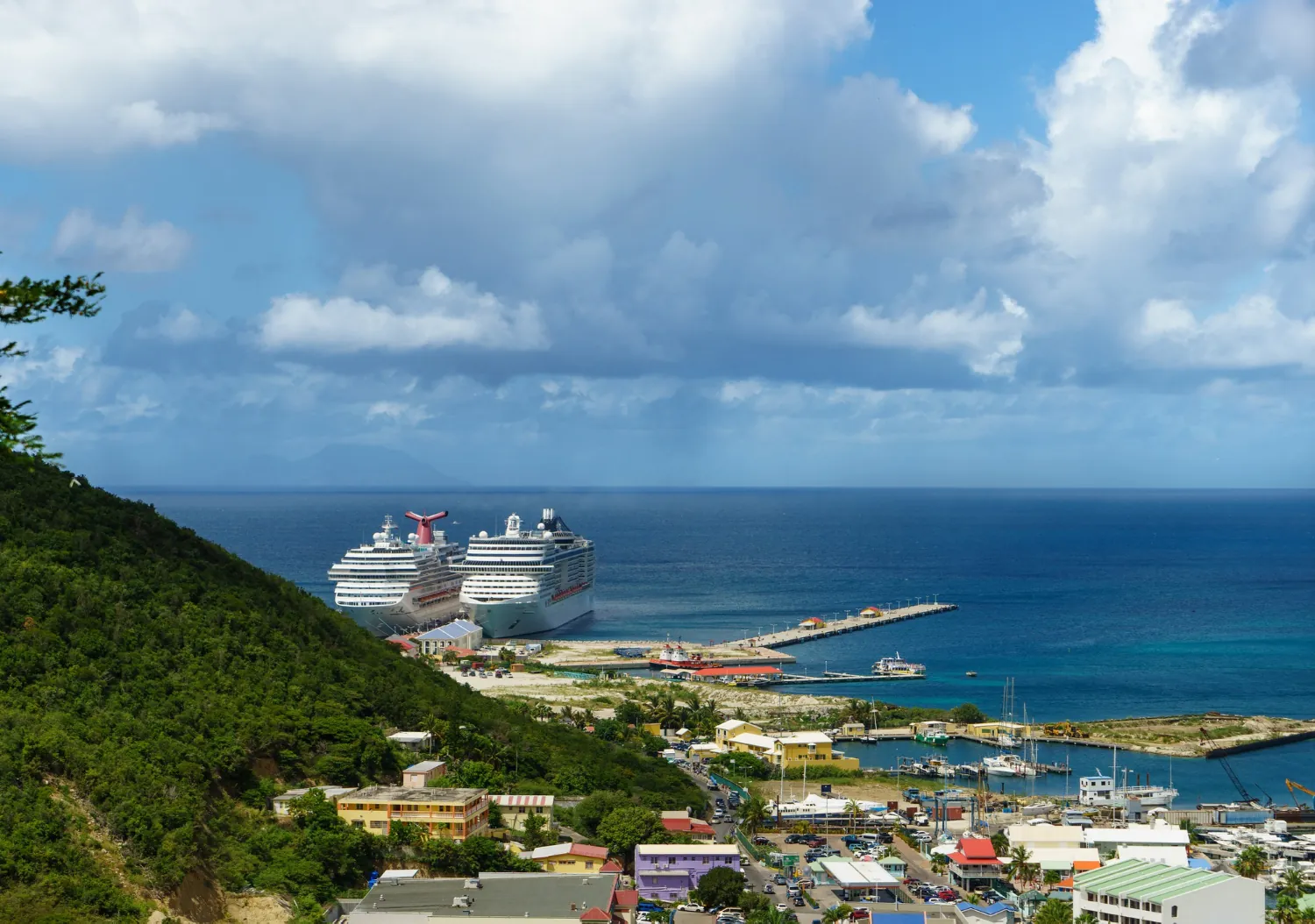 Cruise ships docked at the Philipsburg cruise port