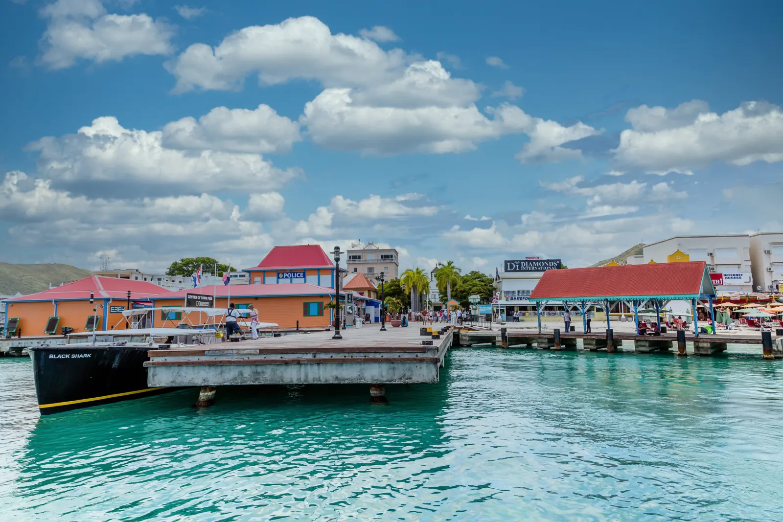 The downtown Philipsburg pier, where the water taxis arrive