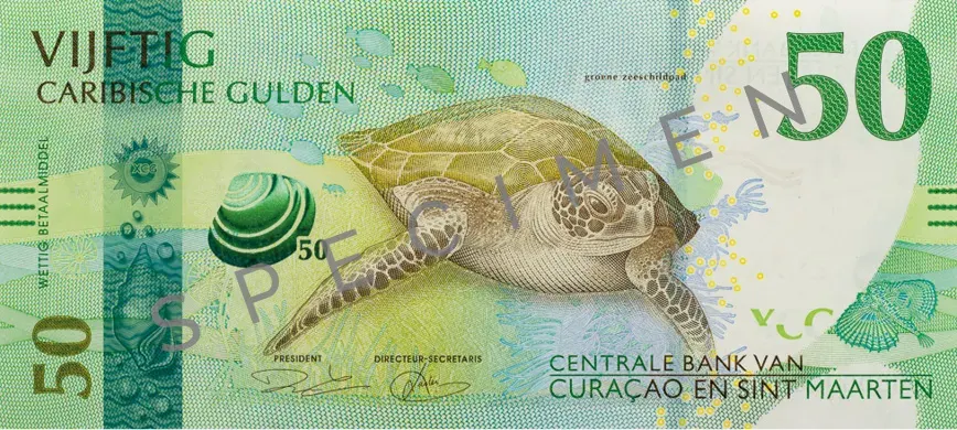 50 Caribbean guilder banknote, front