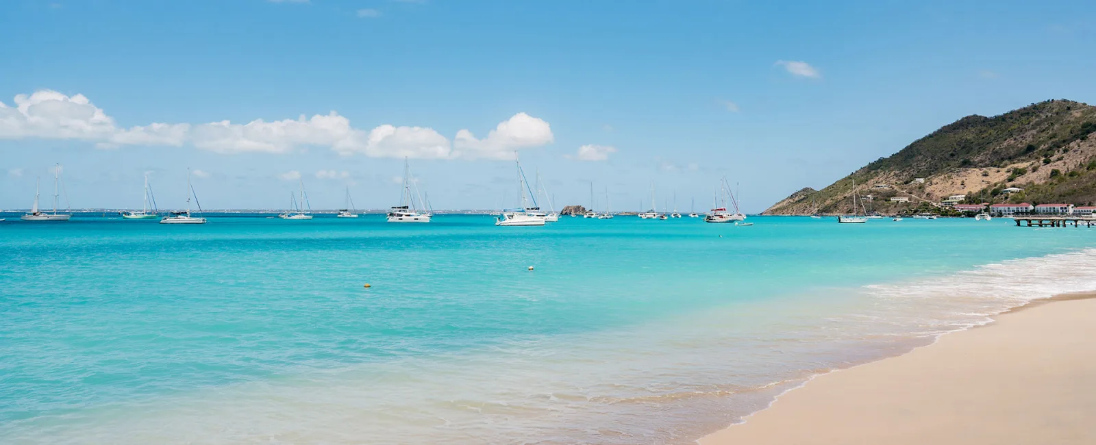 Panoramic view of Grand Case Beach in Saint-Martin