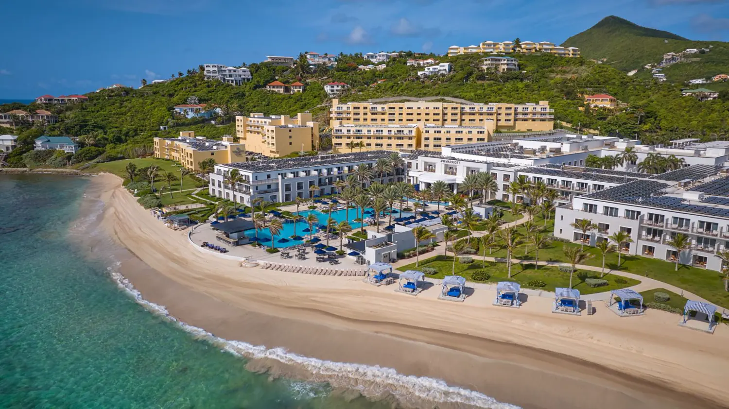 Aerial view of JW Marriott St. Maarten Beach Resort & Spa on Dawn Beach