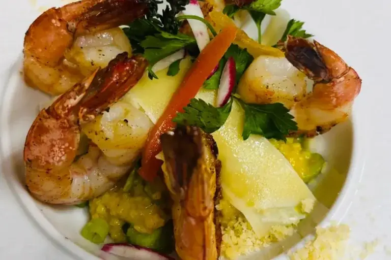 L’Auberge Gourmande - Shrimp and seafood dish at the restaurant