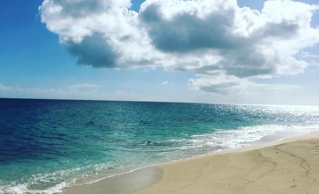 Pale sand and turquoise water at Plum Bay in Terres Basses
