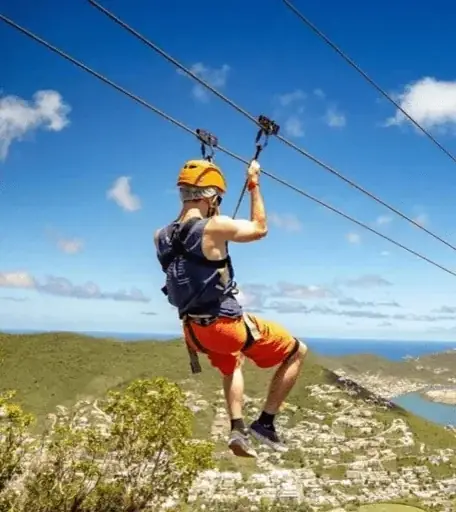 Sentry Hill Zipline with panoramic views over Sint Maarten