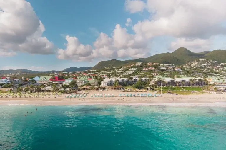 Panoramic beach view at La Playa Orient Bay