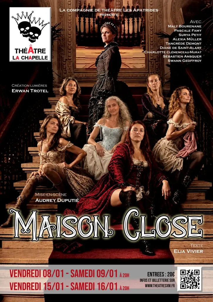 Affiche de Maison Close, création de la compagnie Les Apatrides au Théâtre La Chapelle