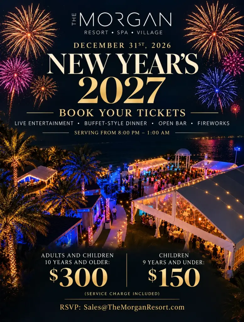 Affiche du réveillon du Nouvel An 2027 au Morgan Resort, Spa & Village